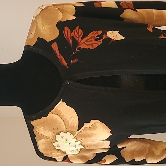 Cache Floral Black Cardigan Size L - Picture 3 of 8
